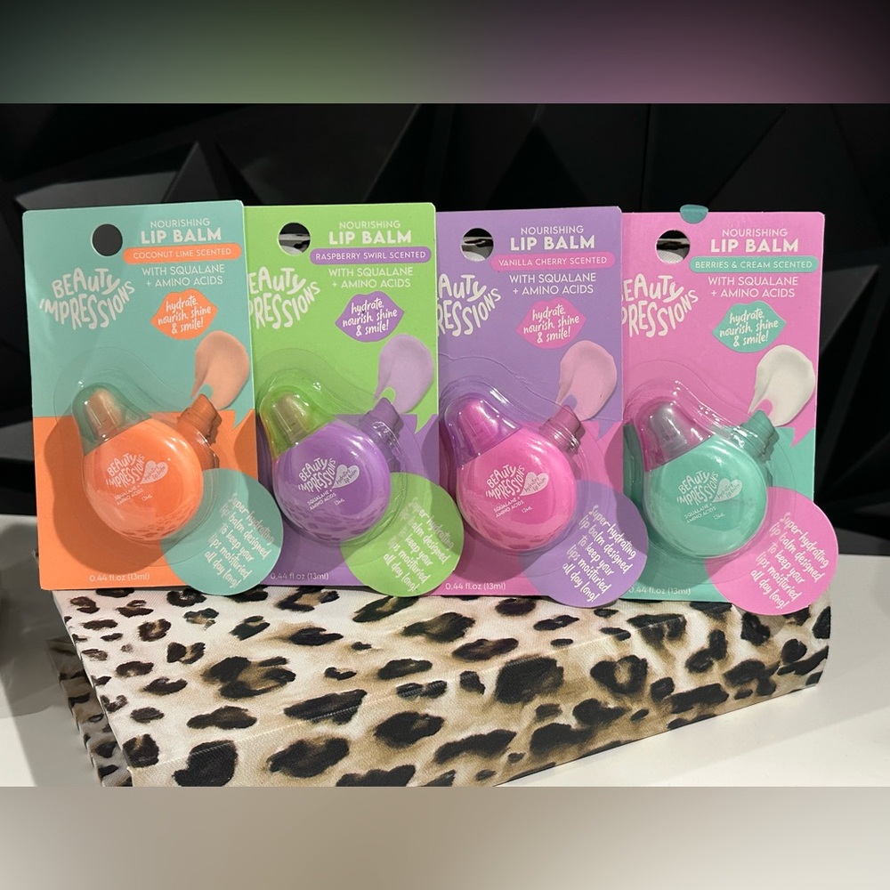 Impressions Nourishing Lip Balm Set - Green, Purple, Pink, Orange